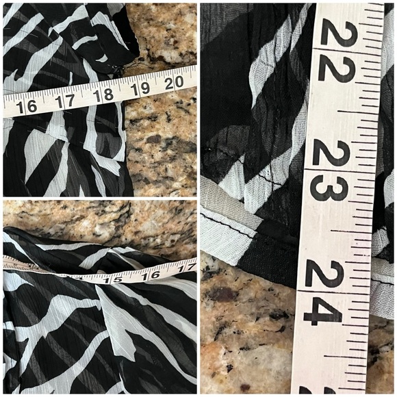 Harvé Bernard Zebra Print Sheer Pleated Button Down Blouse Size 8 Y2K - Picture 7 of 11